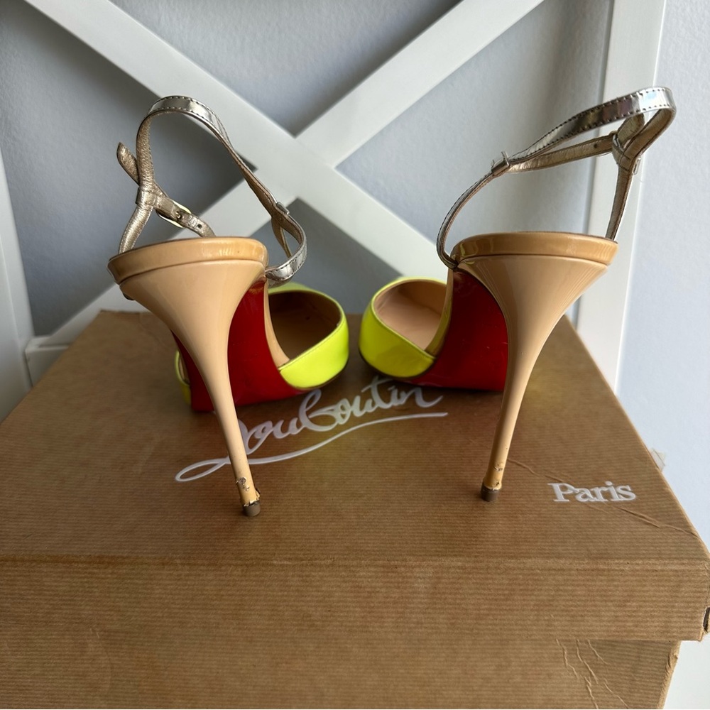 Christian Louboutin Rivierina 100 Patent Specchio Pointed Toe Ankle Straps Heels - Picture 4 of 12